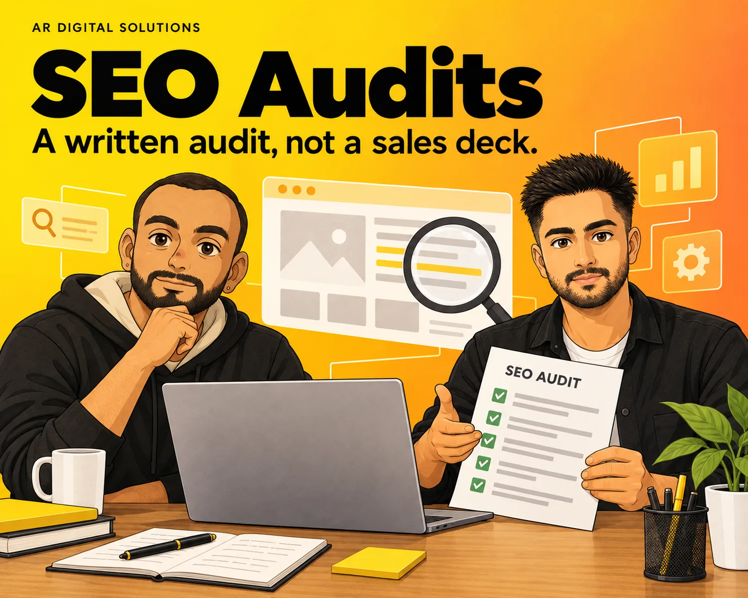 SEO: A written audit, not a sales deck.