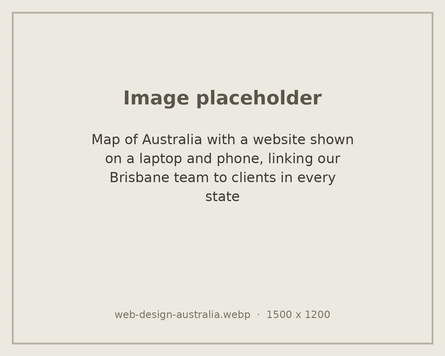 Map of Australia with a website shown on a laptop and phone, linking our Brisbane team to clients in every state