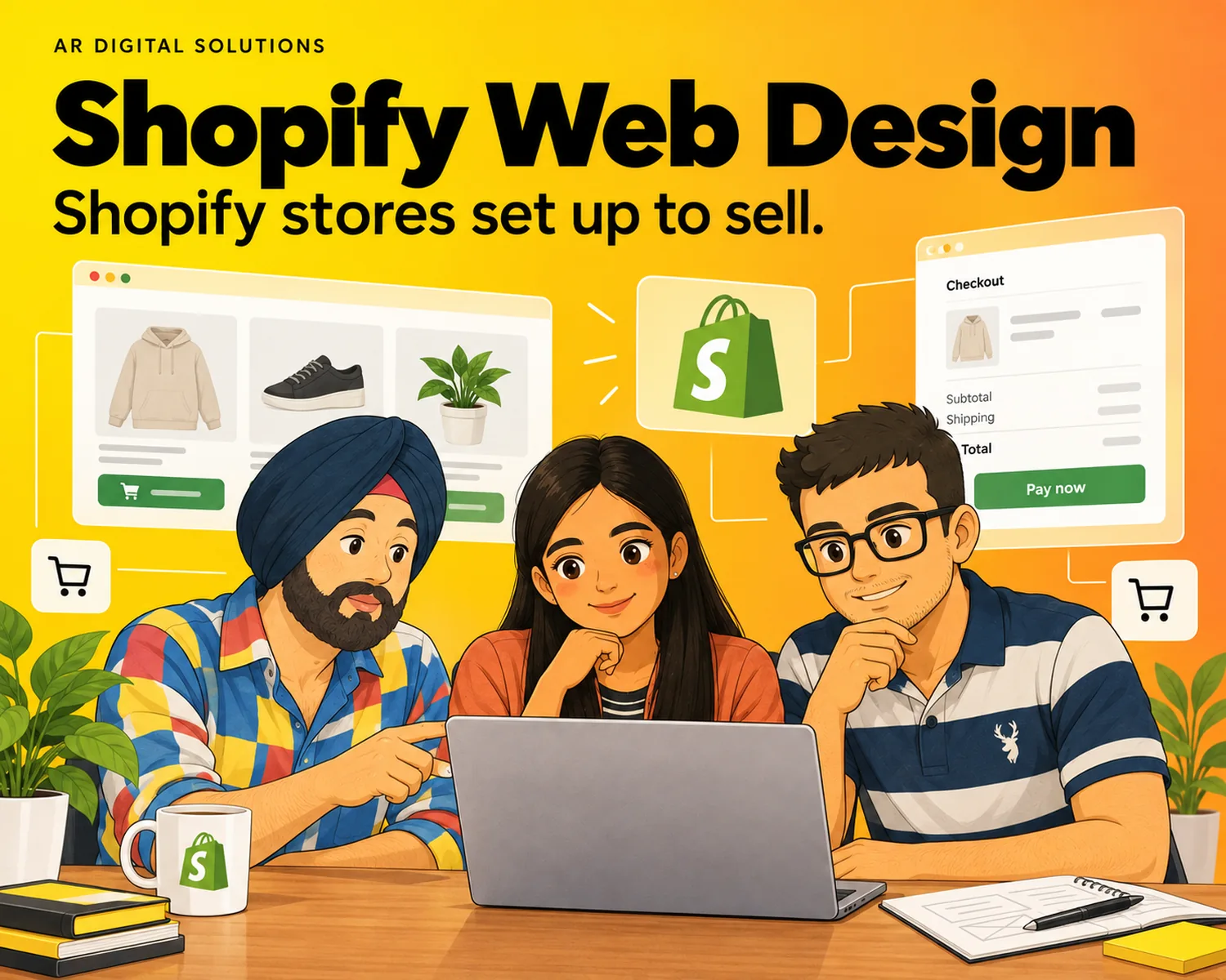 Website design: Shopify stores set up to sell.