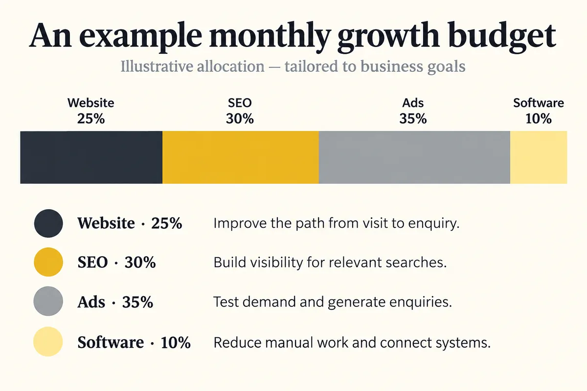 Sample budget split graphic from a growth roadmap