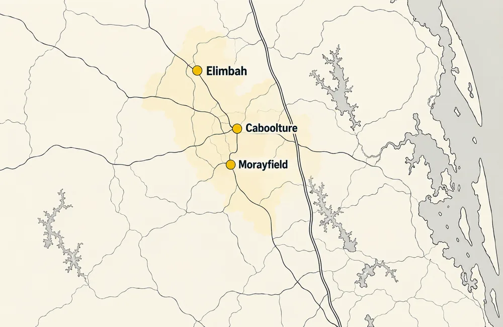 Service area map covering Caboolture, Morayfield and Elimbah