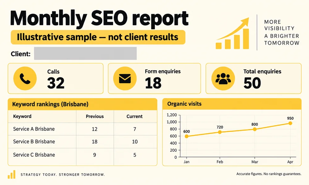 sample monthly SEO report with calls and leads