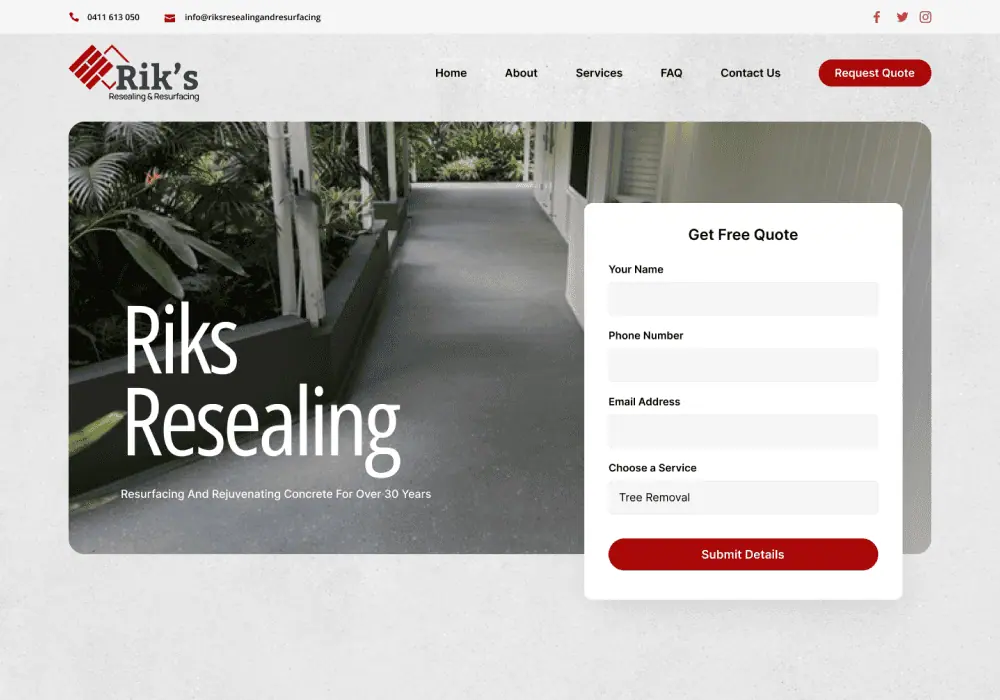 Rik Resealing website design