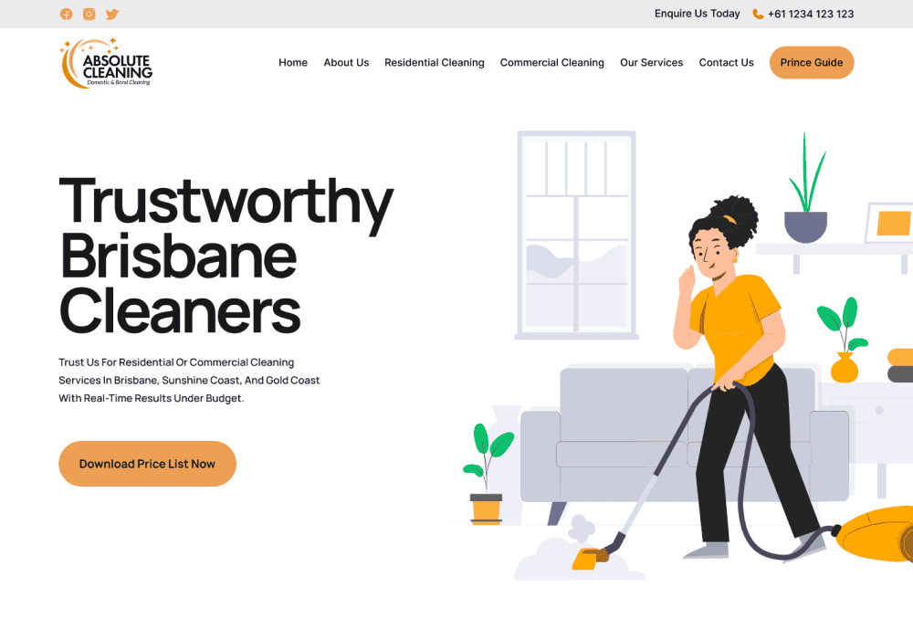 absolute cleaning website design