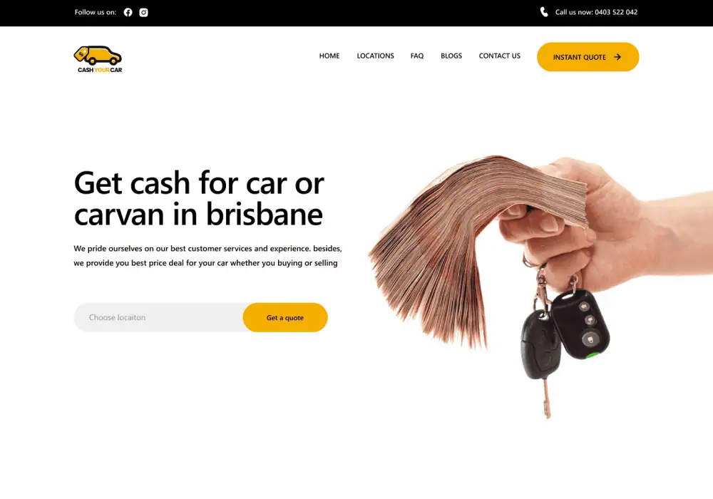 cash your car website design