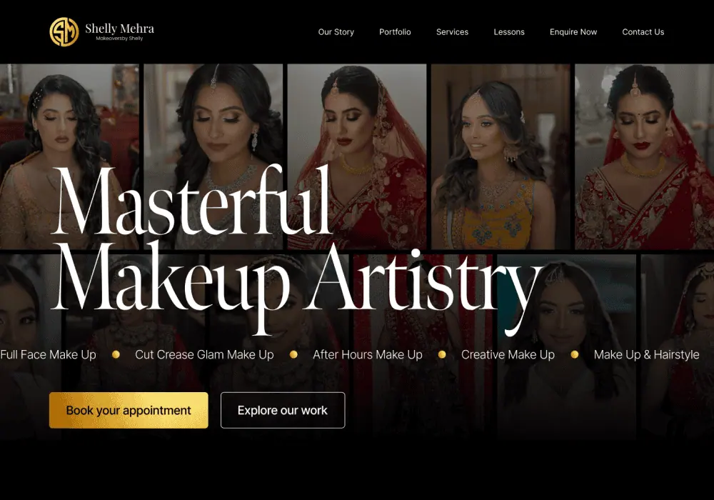 shelly makeup website design